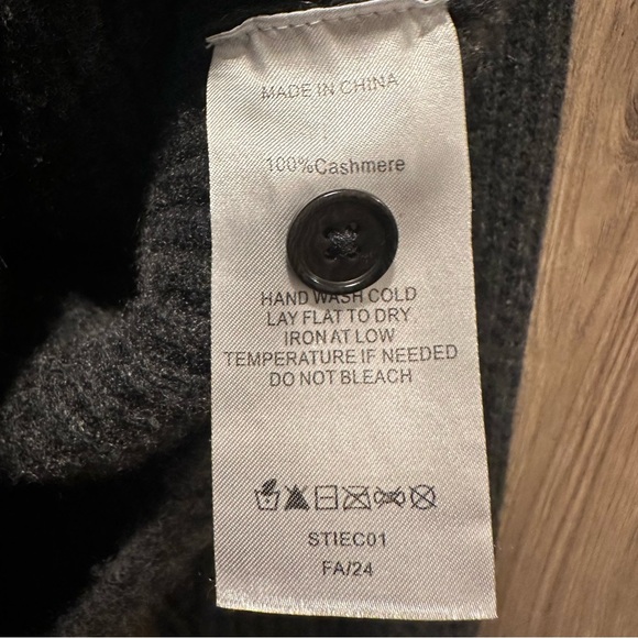 Quince Mongolian Cashmere Gray Wide-Rib Oversized Collared Cardigan Size L - Picture 4 of 4